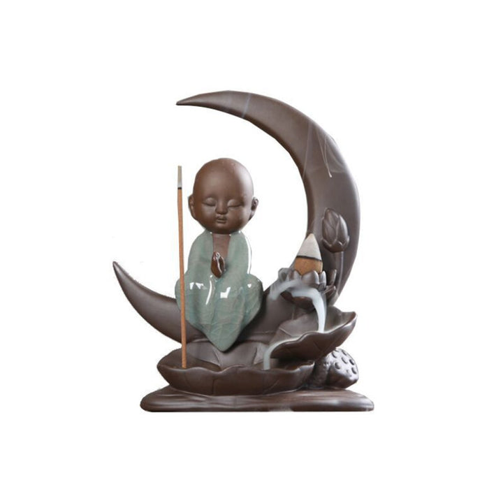 Monk on Half Moon Incense Burner