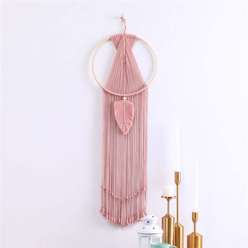 Leaf Macrame Wall Hanging Tapestry Cotton Woven Leaves Tassel Tapestries Door Porch Room Decorations Dorm Gifts