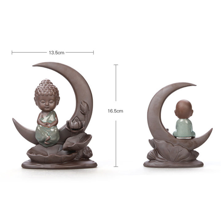 Monk on Half Moon Incense Burner