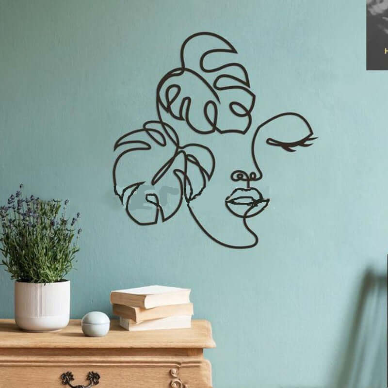 Iron Art Face Line Silhouette Home Interior Wall Decoration Painting Ornaments